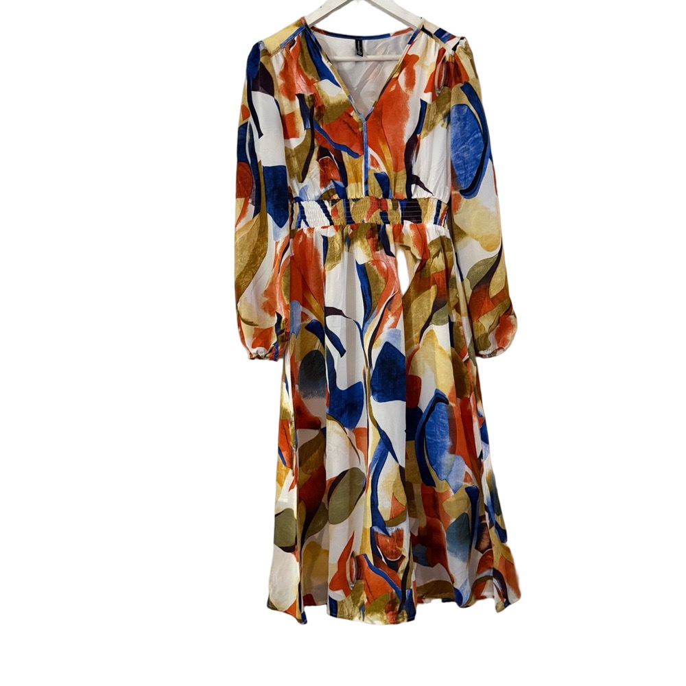 Pretty Garden Multicolor Abstract Print Dress